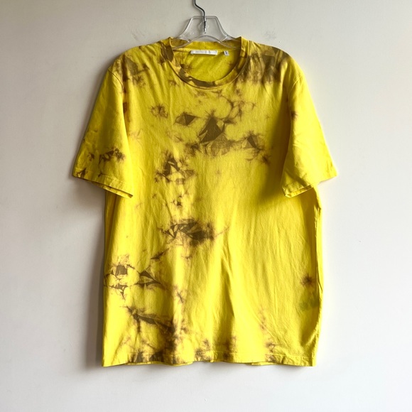 Helmut Lang yellow camel tie dye dart back t shirt - Picture 2 of 9
